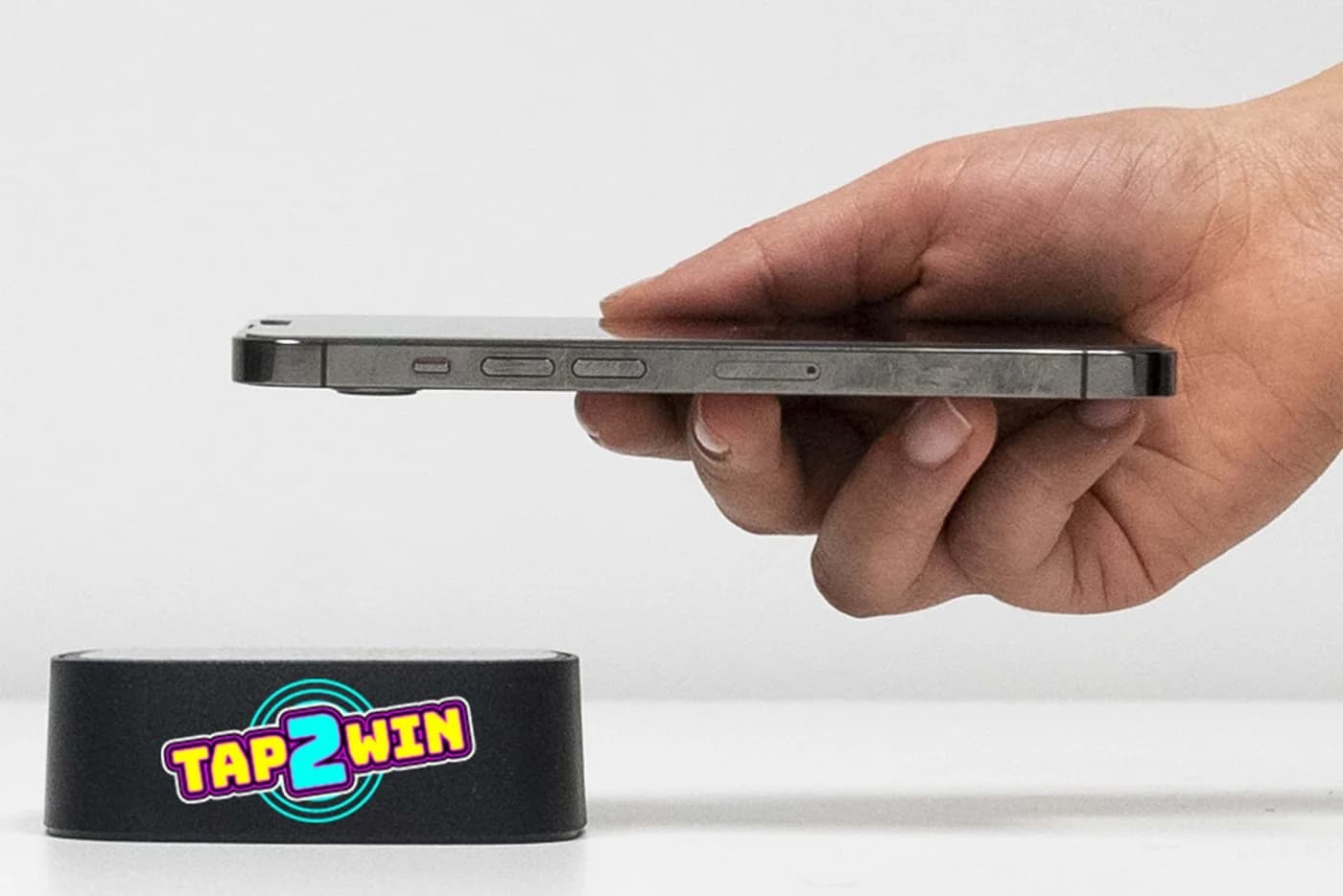 Customer entering a giveaway by tapping their phone