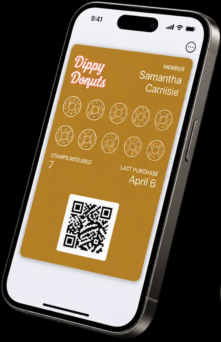 A loyalty wallet pass open on an iPhone