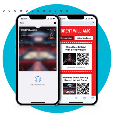 Wallet pass and hub in two iphones side by side Wallet pass and hub in two iphones side by side