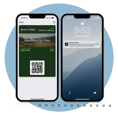 Golf Membership Pass and Notification in iPhone Mockups Golf Membership Pass and Notification in iPhone Mockups