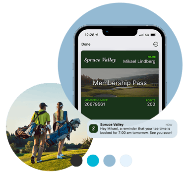 Wallet pass, notification and golfers on course
