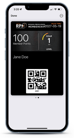 RPM membership pass in phone