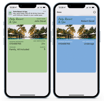 2 Wallet Passes in iPhones Side by Side 2 Wallet Passes in iPhones Side by Side