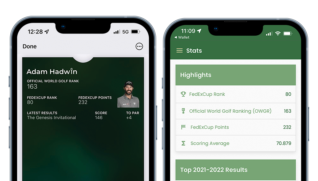 Adam Hadwin wallet pass in iPhone Adam Hadwin wallet pass in iPhone