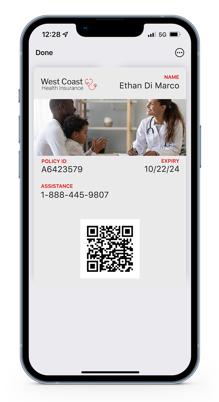 Health Insurance Wallet Pass Mockup in Phone