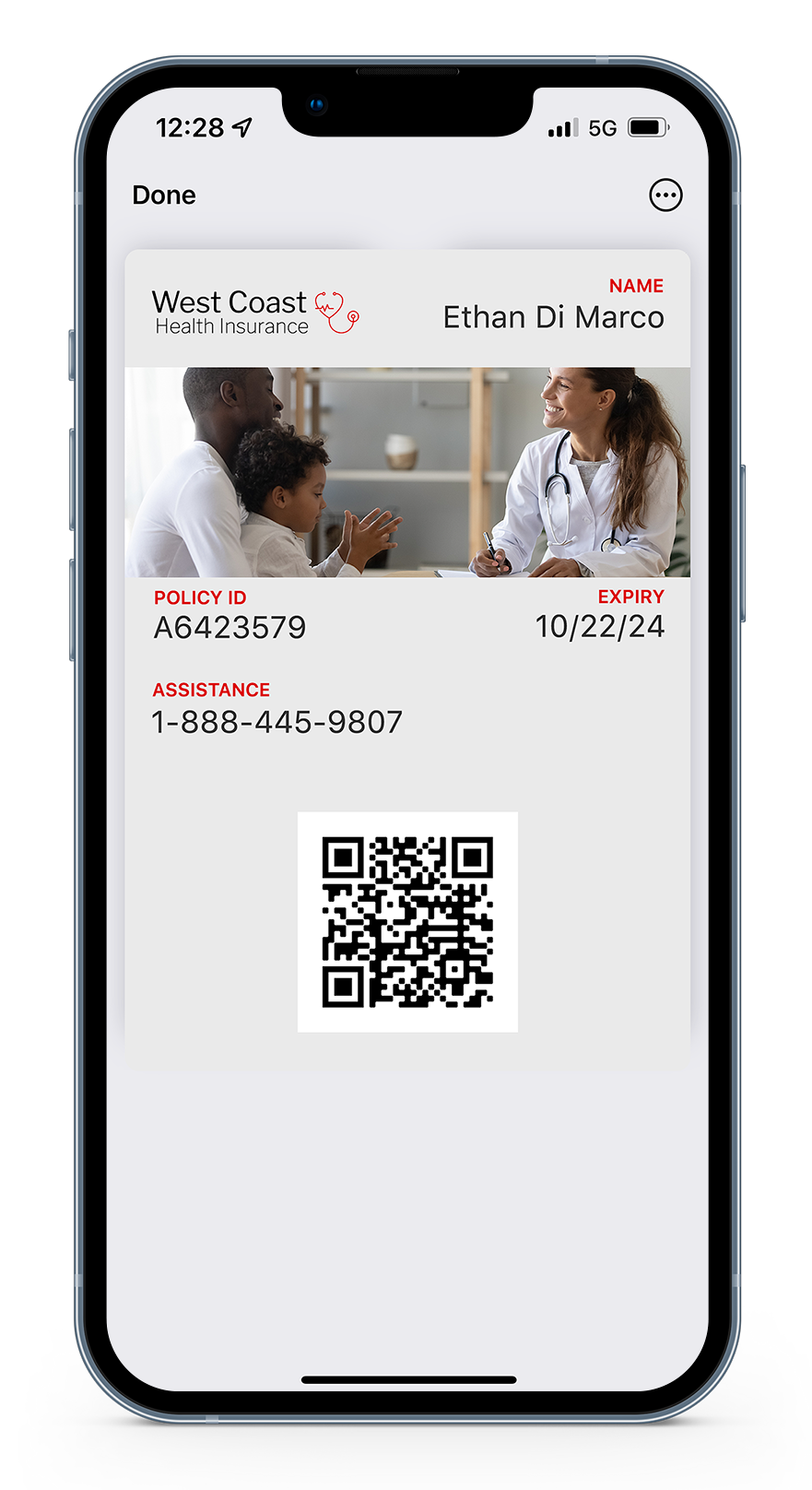 Health Insurance Wallet Pass Mockup in Phone