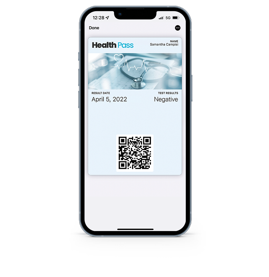 Health Pass Wallet Pass in Phone Mockup