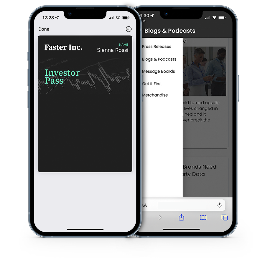 Investor Pass Wallet Pass in Phone Mockup