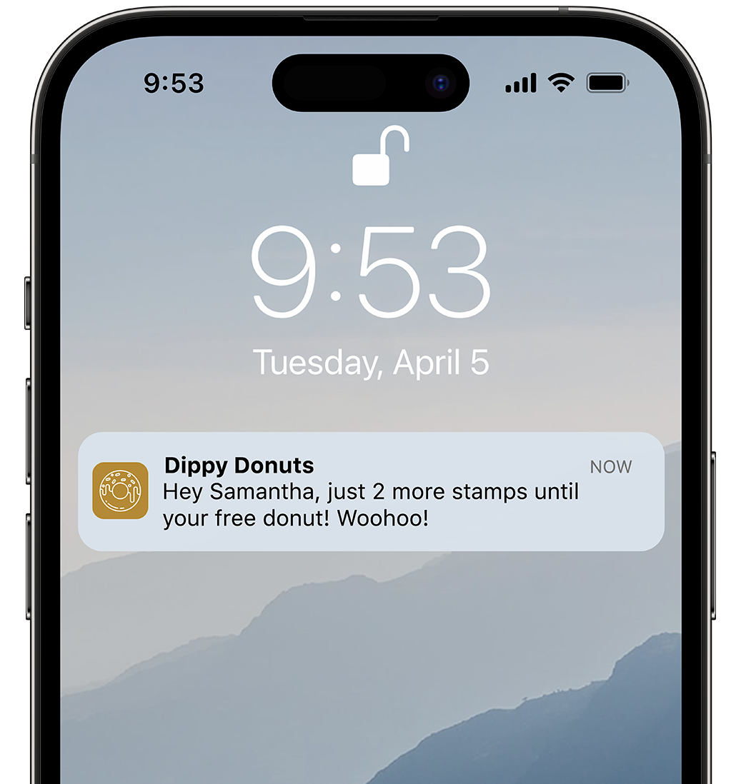 Stamp Card Notification on iPhone Stamp Card Notification on iPhone