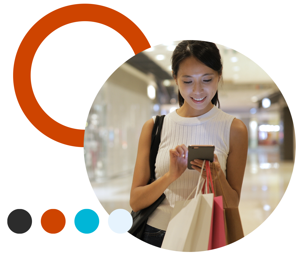 Woman on phone in mall Woman on phone in mall