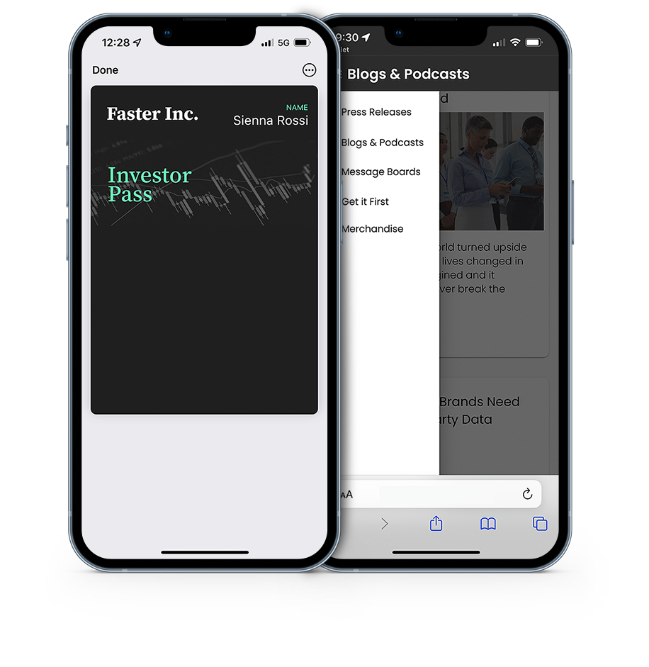 Investor wallet pass in iPhone